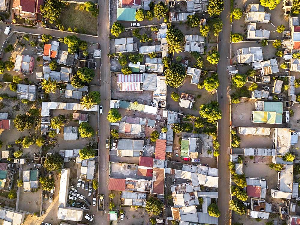 Aerial view of residential part of Maputo, Zimpeto, capital city of Mozambique, Mozambique, Africa