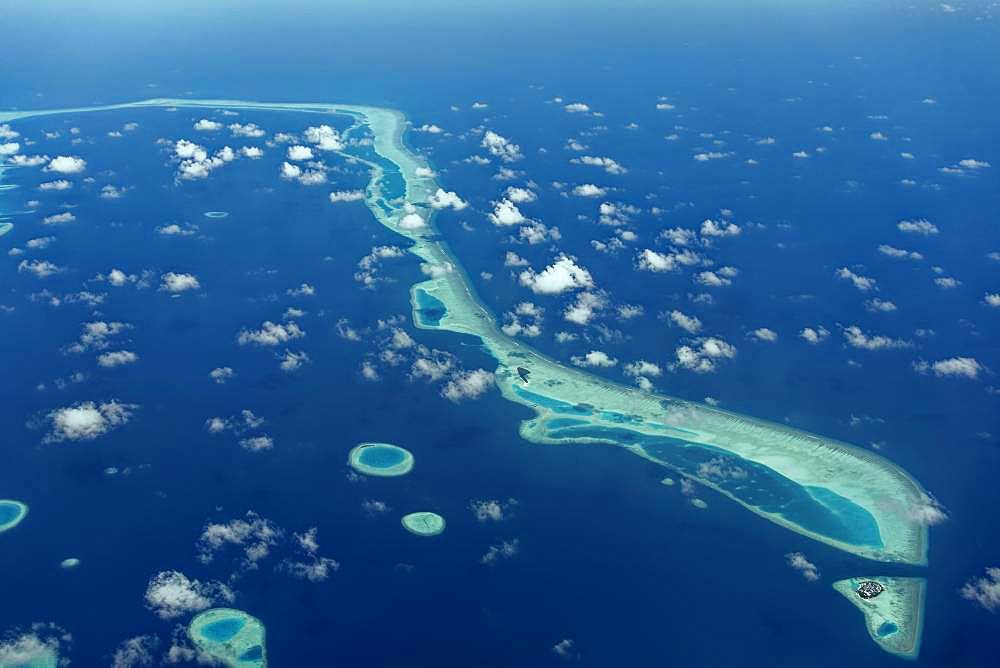 Outer reef with large dredged sand areas, Vaavu Atoll or Felidhu Atoll, Indian Ocean, Maldives, Asia