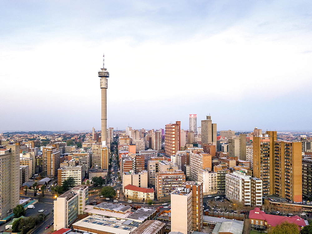 Aerial view, skyscrapers, downtown, Johannesburg, South Africa, Africa