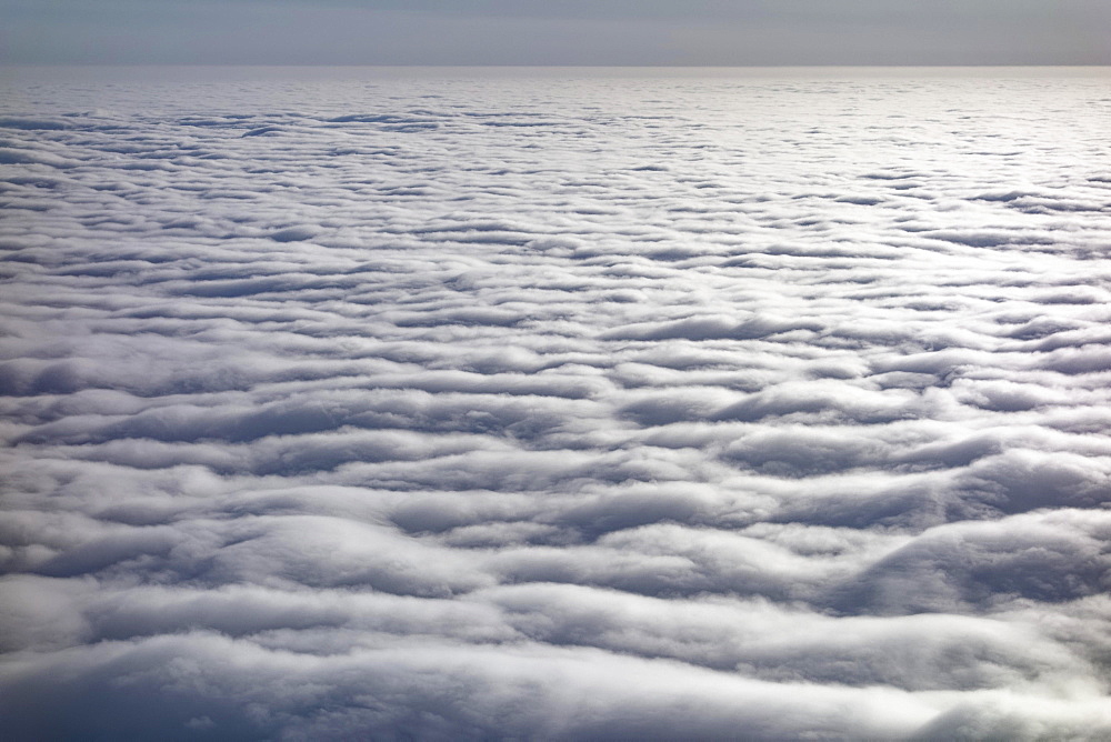 Closed cloud cover, above the clouds, seen from an airplane, Germany, Europe