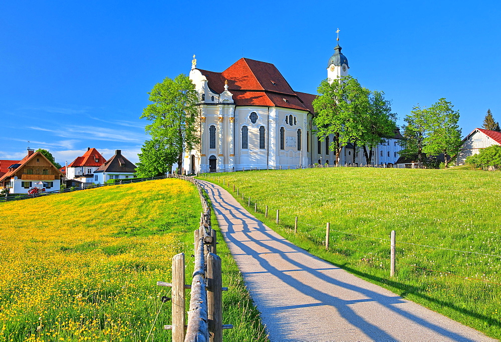 Pilgrimage Church, Wieskirche, Steingaden, Romantic Road, Pfaffenwinkel, Upper Bavaria, Bavaria, Germany, Europe