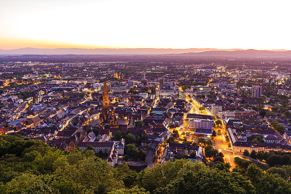 City view from the Schlossberg with Muenster, Freiburg im Breisgau, Black Forest, Baden-Wuerttemberg, Germany, Europe