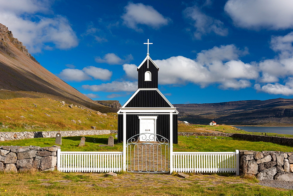 Saurbaejarkirkja, Saurbaer, Rauoisandur, Raudisandur, near Patreksfjoerdur, Westfjords, Iceland, Europe