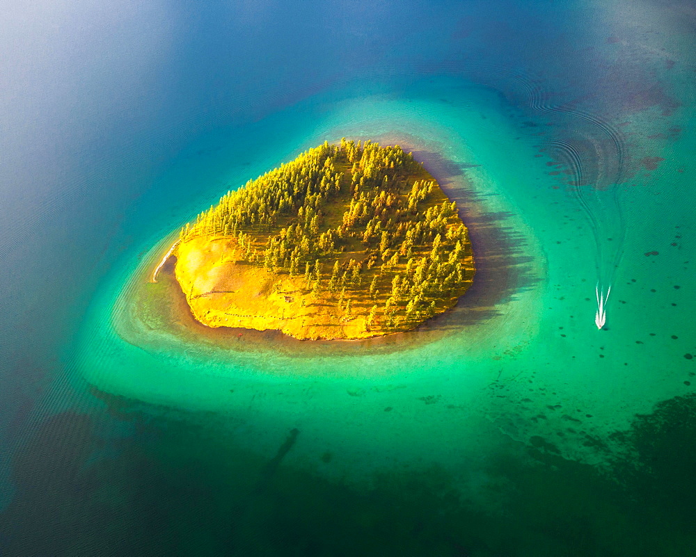 Island in Khuvsgul Lake. Khuvsgul province, Mongolia, Asia