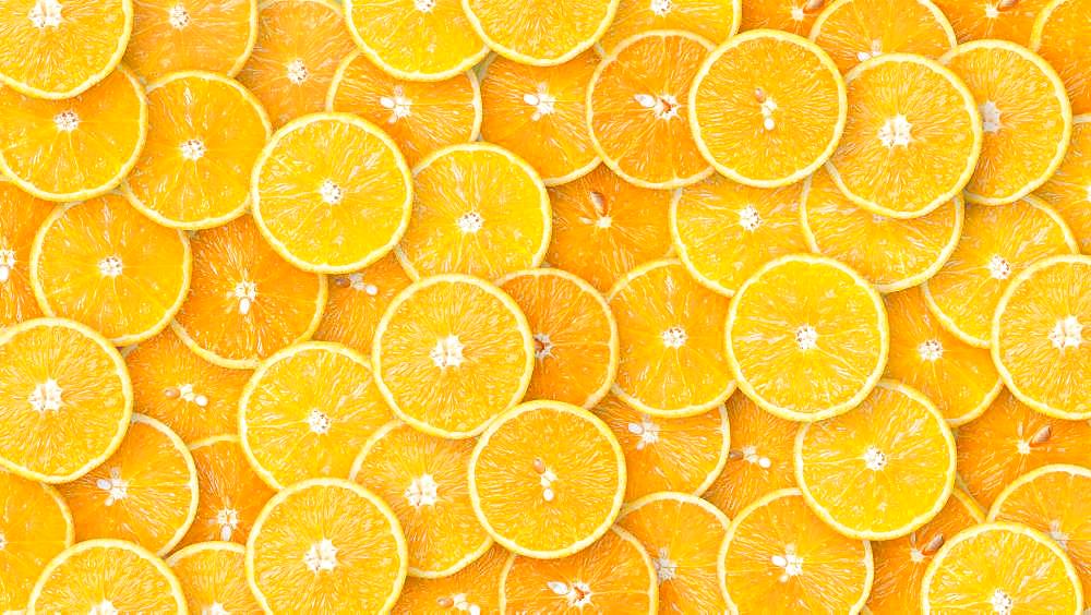 Oranges in slices, organic farming, background image, Austria, Europe