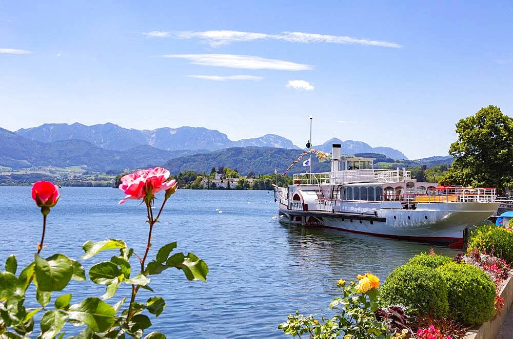 Historic paddle steamer Gisela, Gmunden, Lake Traun, Salzkammergut, Upper Austria, Austria, Europe