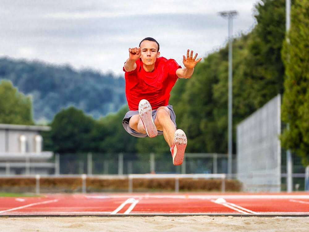 Man, athletics, in the long jump, Germany, Europe