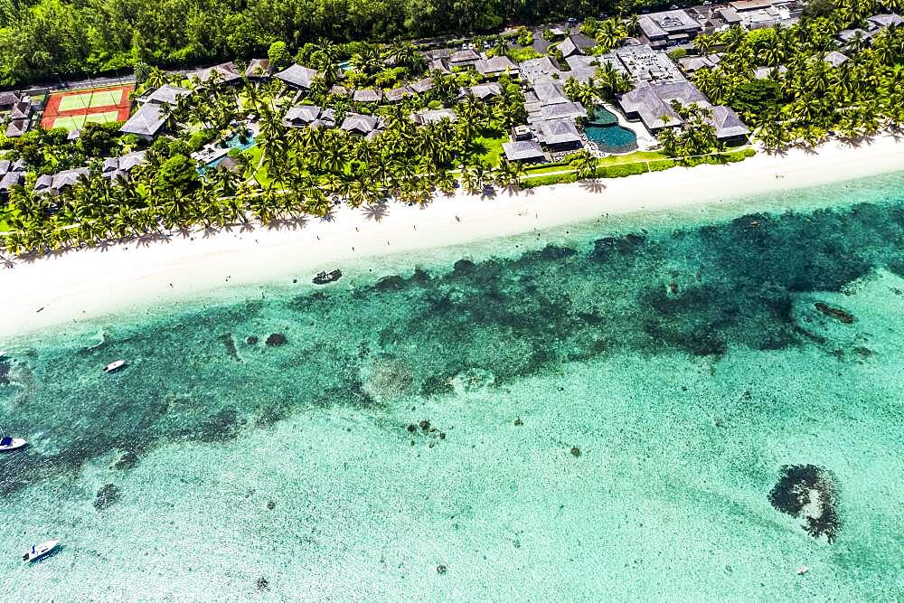 Aerial view, Beach le Morne, with luxury hotel LUX Le Morne Resort, Mauritius, Africa