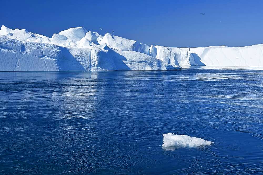 Gigantic icebergs in the ice fjord, UNESCO World Heritage Site, Ilulissat, Disko Bay, West Greenland, Greenland, North America