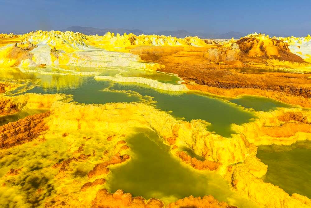 Geothermal area with sulphur deposits and acidic brines, Dallol, Danakil depression, Ethiopia, Africa