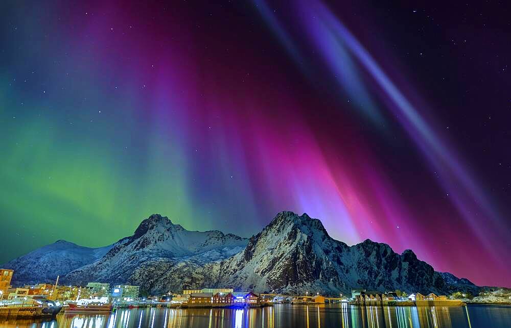 Northern lights in Svolvaer Lofoten Norway