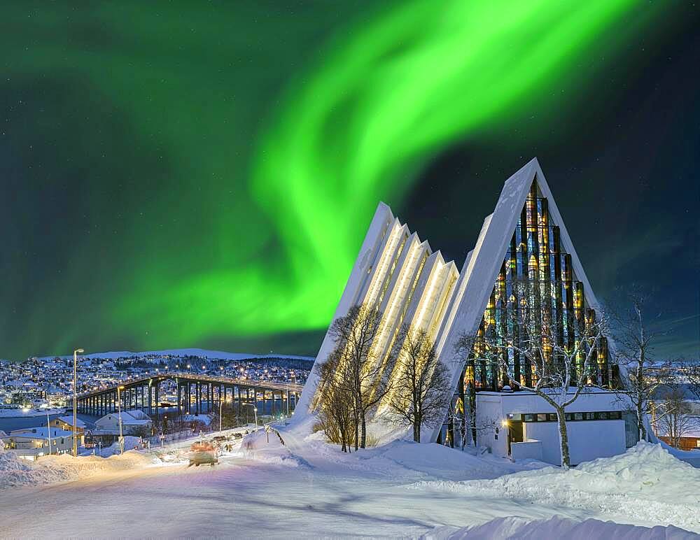 Arctic Sea Cathedral Winter Northern Lights Tromso Norway