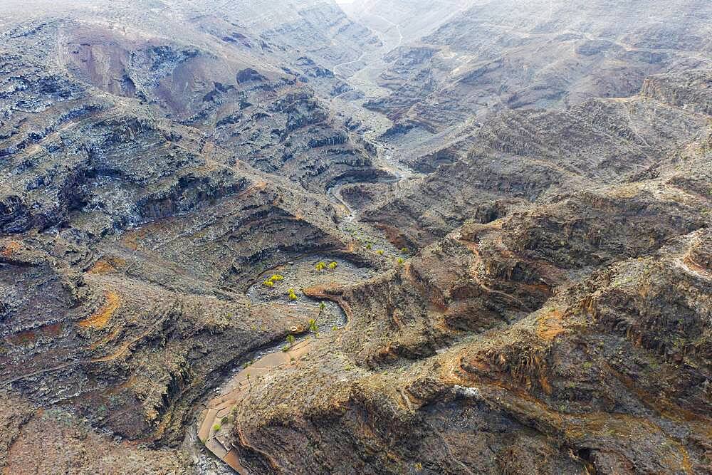 Canyon Barranco de la Negra, near Alajero, drone image, La Gomera, Canary Islands, Spain, Europe