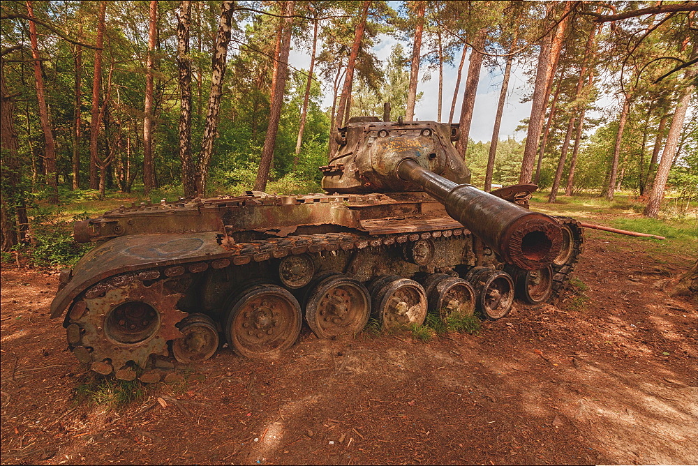 Lost Place, old rusted tank in the forest, Stolberg, North Rhine-Westphalia, Germany, Europe