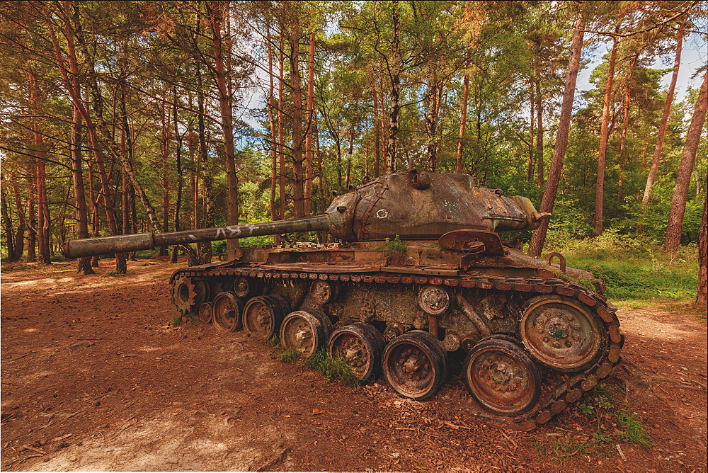 Lost Place, old rusted tank in the forest, Stolberg, North Rhine-Westphalia, Germany, Europe