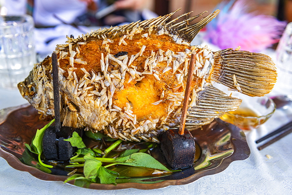 Traditional fish preparation, Cai Be, Mekong Delta, Vietnam, Asia