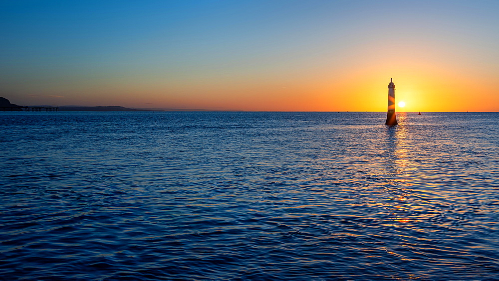 Lighthouse in Sunrise time in Shaldon, Devon, England, Great Britain