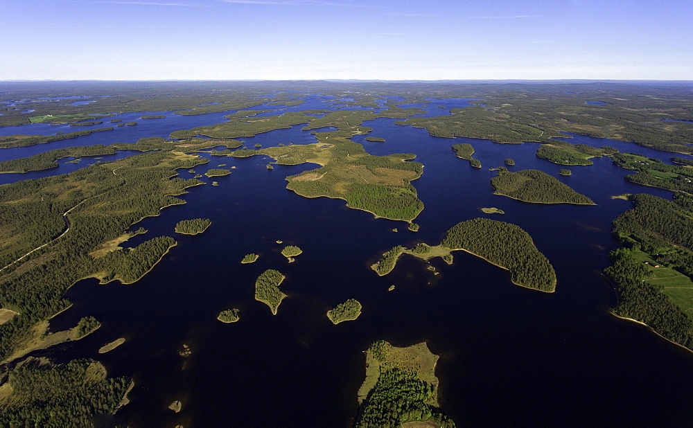 Kitkajaervi, lake system in eastern Finland, aerial view, Posio, Kuusamo, Finland, Europe