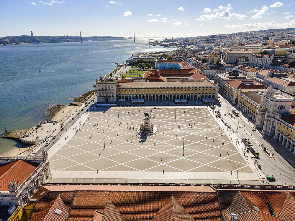 Square in center of Lisbon, Praca do Comercio, Portugal, Europe