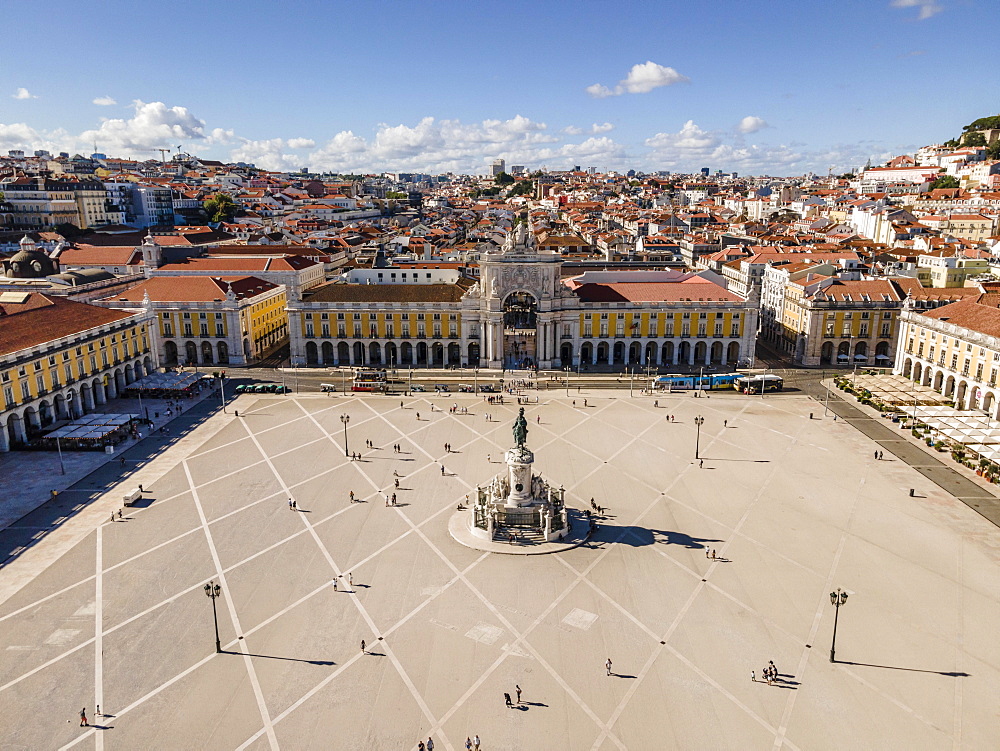 Square in center of Lisbon, Praca do Comercio, Portugal, Europe