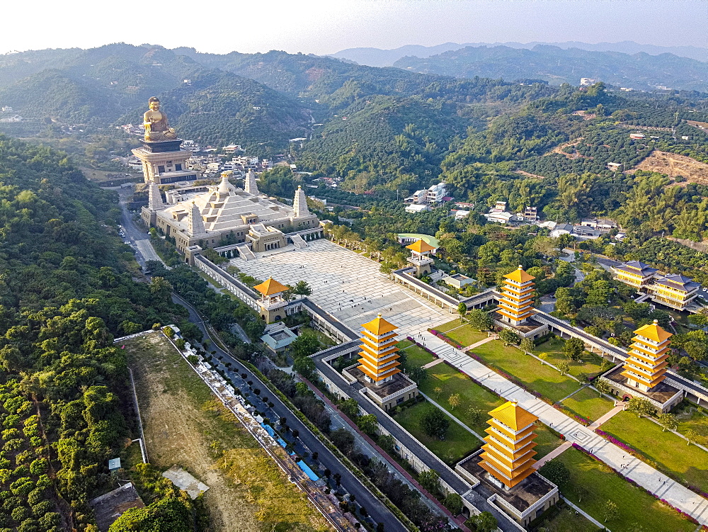 Aerial of Fo Guang Shan Monastery, Fo Gunag mountain or shan, Taiwan, Dashu District, Kaohsiung City, Taiwan, Asia