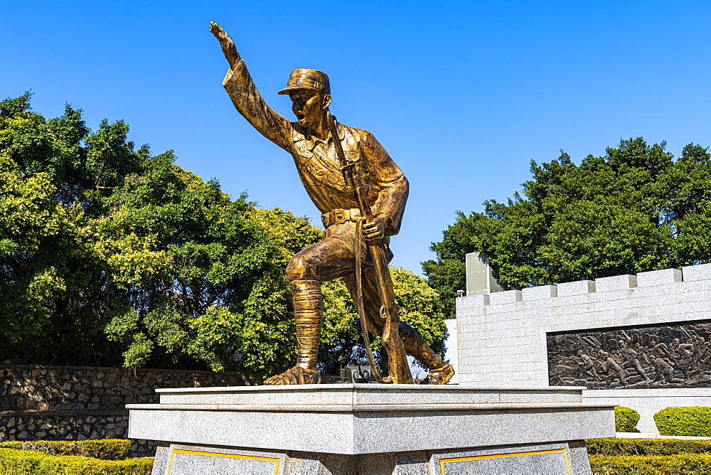 Golden statue at the Guningtou Battle Museum, Kinmen island, Taiwan, Asia