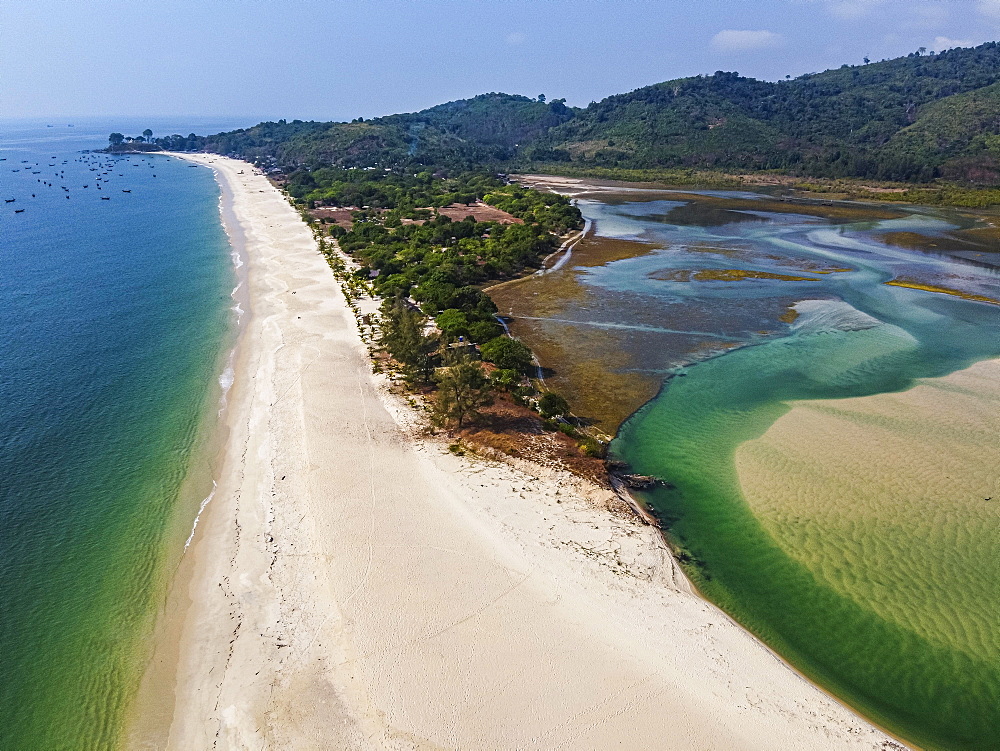 Aerial of Tizit beach, Dawei, Mon state, Myanmar, Launglon, Tanintharyi Region, Myanmar, Asia