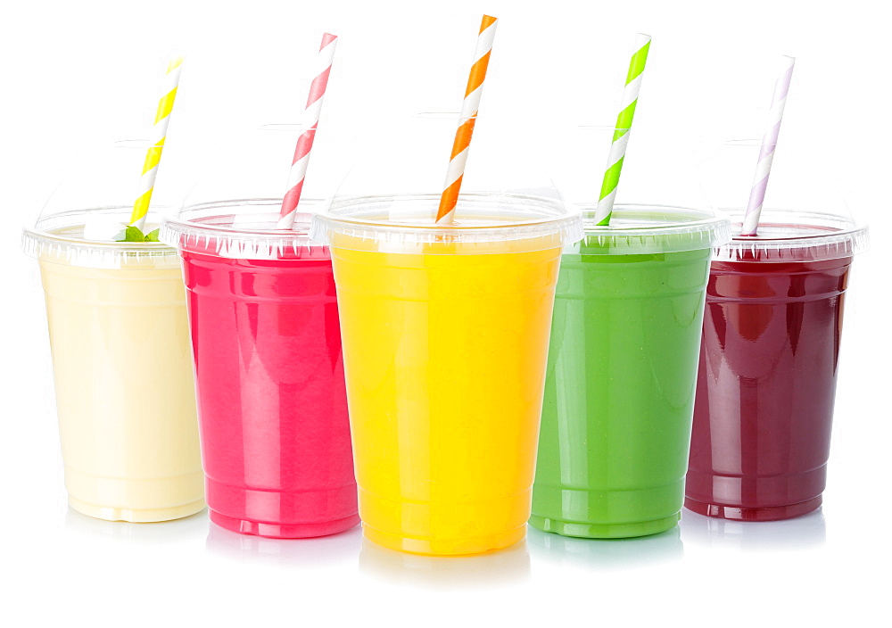 Various juices fruit juice drink juice cut out cutout isolated against a white background