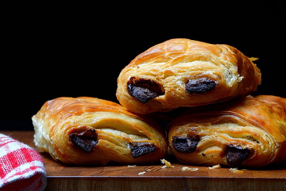 Pain au chocolat, stacked, Germany, Europe