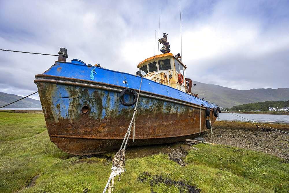 Verrostetes Schiffs Wrack, Old Boat of Coal, Loch Eil, Coal, Fort William, schottisches Hochland, Schottland, Grossbritannien