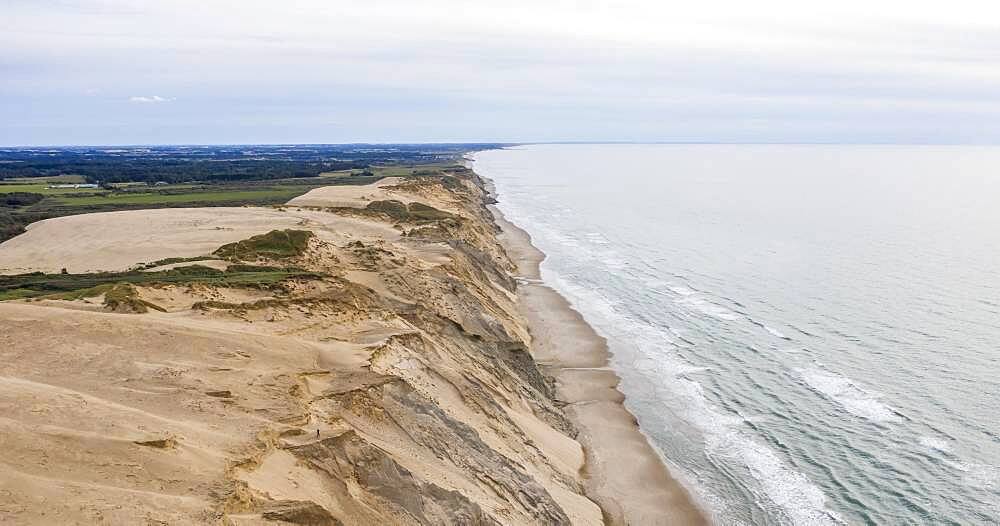 Aerial view, sand cliffs at the coast from Rubjerg Knude Fyr lighthouse, North Jutland, Denmark, Europe