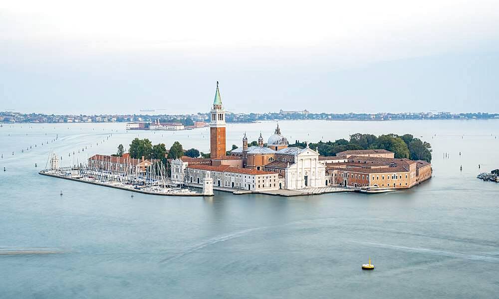 Island Isola di San Giorgio Maggiore with church San Giorgio Maggiore, view from the bell tower Campanile di San Marco on Venice, Venice, Veneto, Italy, Europe