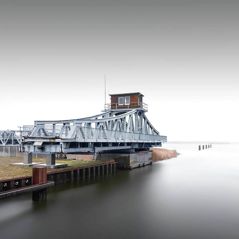 Historic Meiningen Bridge at the Baltic Sea. Last swing bridge, Zingst, Germany, Europe