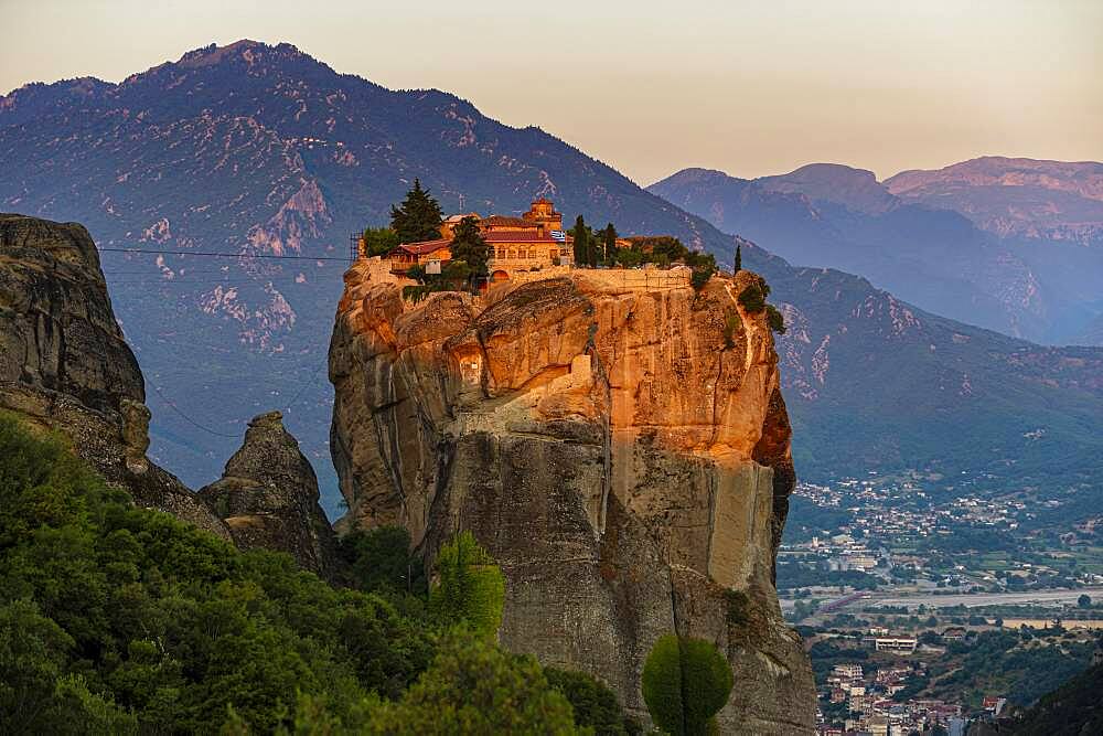 Agia Triada Monastery at sunrise, Meteora monastery, Thessaly, Greece, Europe