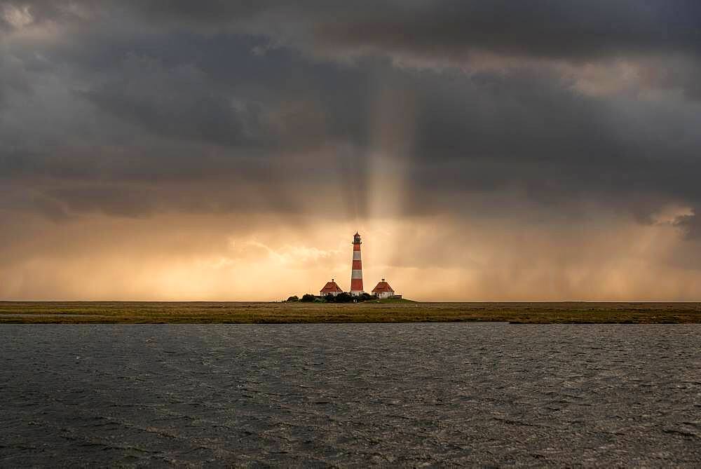 Lighthouse Westerheversand, Westerhever, North Sea, Schleswig-Holstein, Germany, Europe