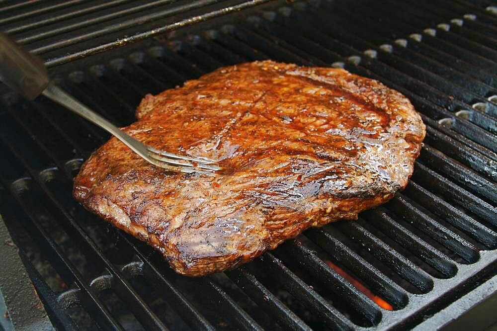 Succulent flank steak on the BBQ