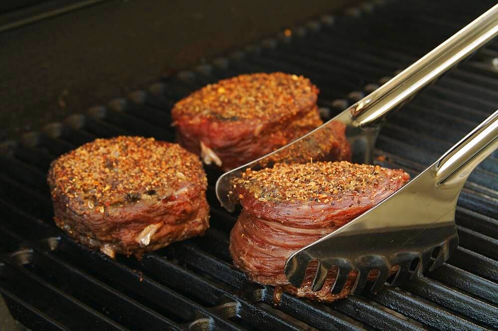 Succulent wrapped flank steak on the BBQ