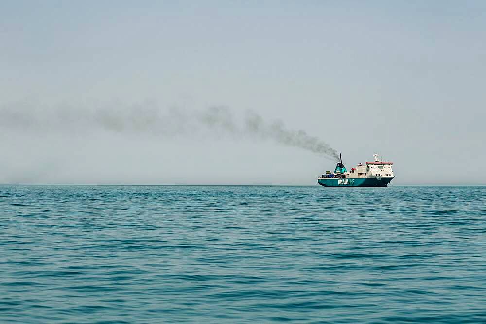 Cargo ship, Exhaust gas, Adjara, Batumi, Georgia, Asia