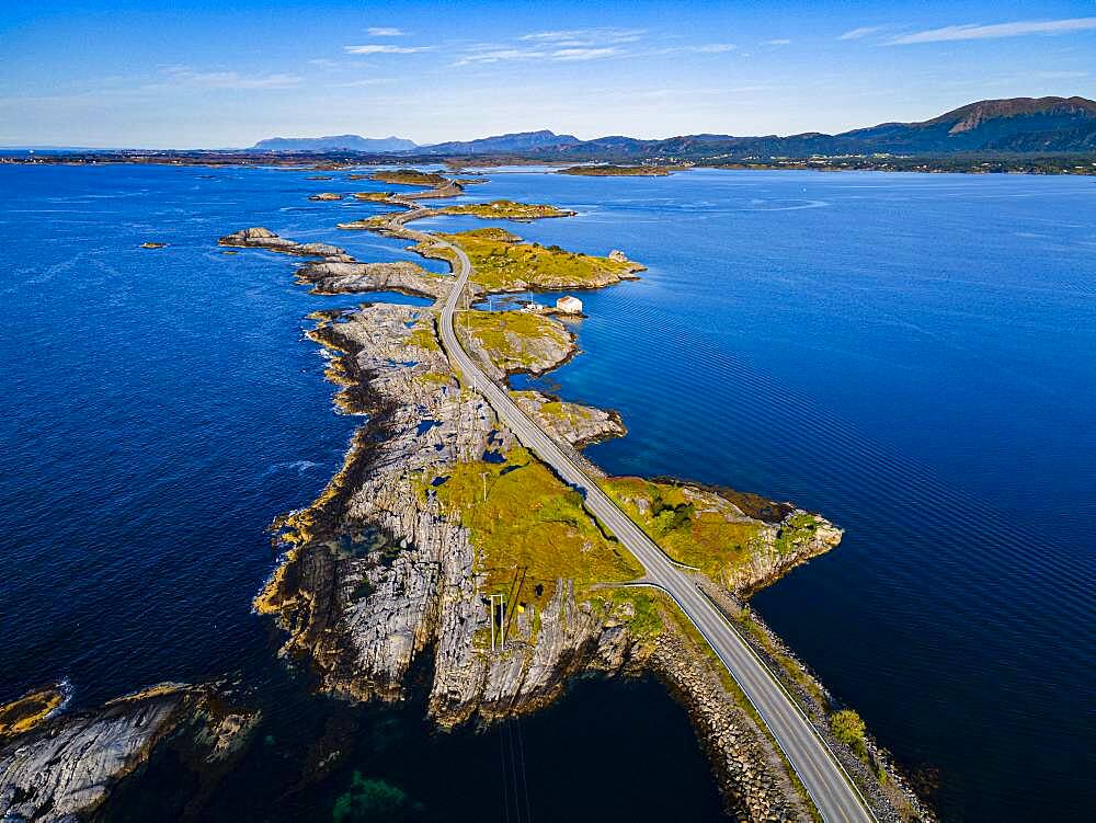 Aerial of the Atlantic Ocean Road, More og Romsdal county, Norway, Europe
