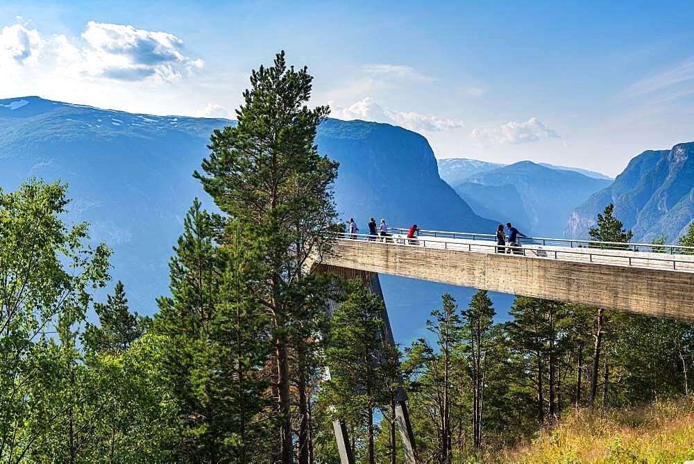 Vieing plattform Stegastein overlooking Aurlandsfjord, Aurland, Norway, Europe