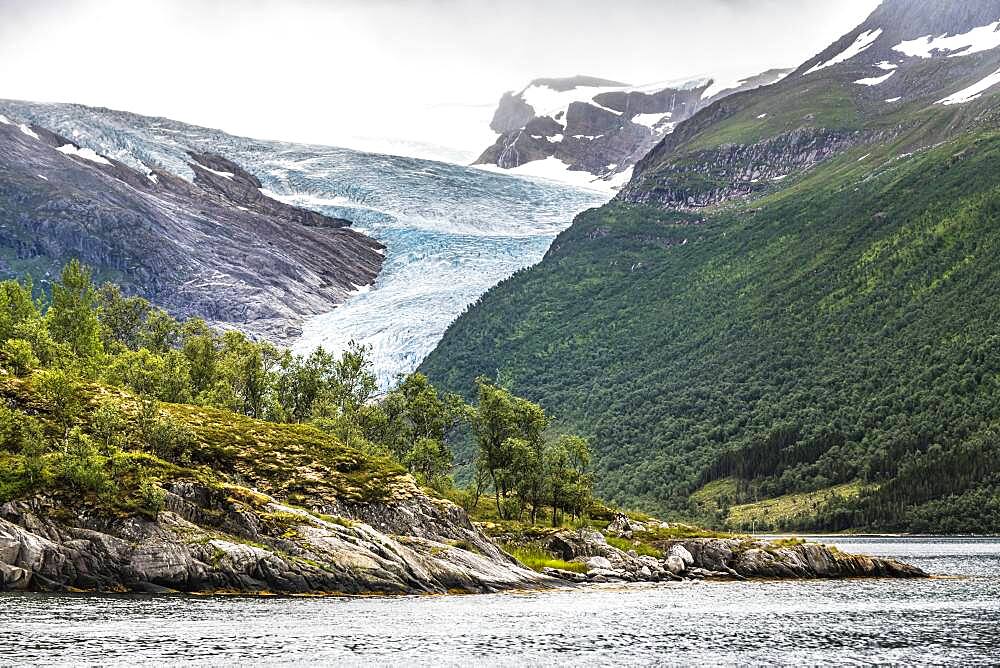 Svartisen glacier, Kystriksveien Coastal Road, Norway, Europe