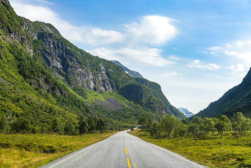 Long stright road, Trollstigen mountain road, Norway, Europe