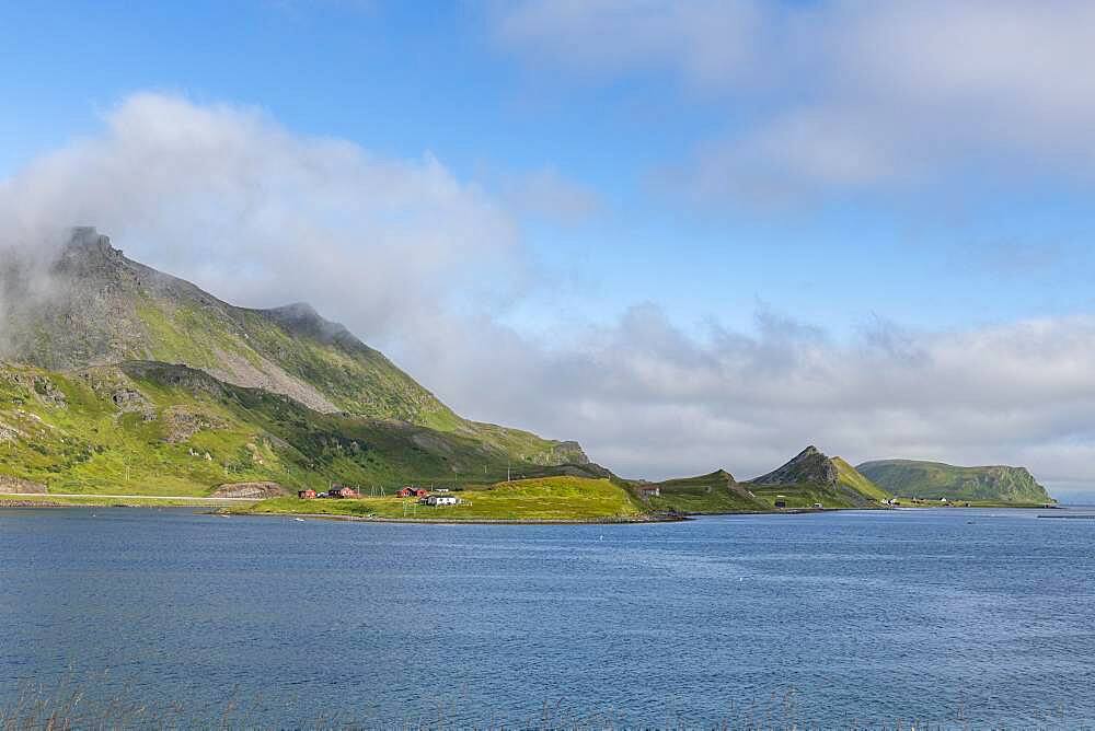 Remote little bay and settlement along the road to the Nordkapp, Norway, Europe