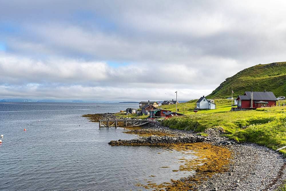 Remote little bay and settlement along the road to the Nordkapp, Norway, Europe