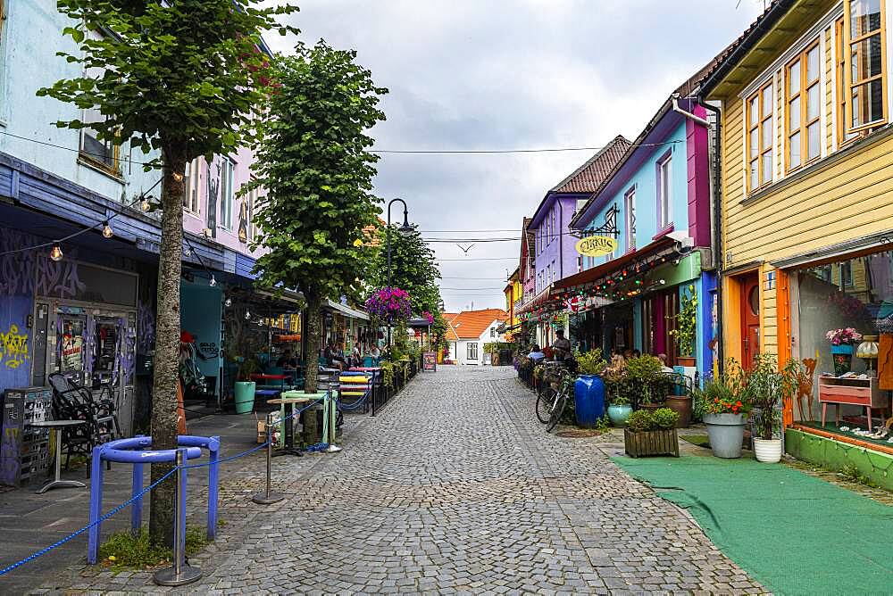 Colourful houses in Fargegaten, Stavanger, Norway, Europe