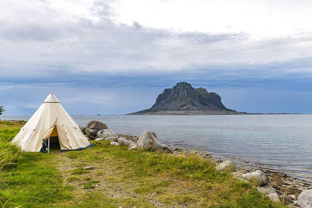 Huge monolith in the Unesco world heritage site, the Vega Archipelago, Norway, Europe