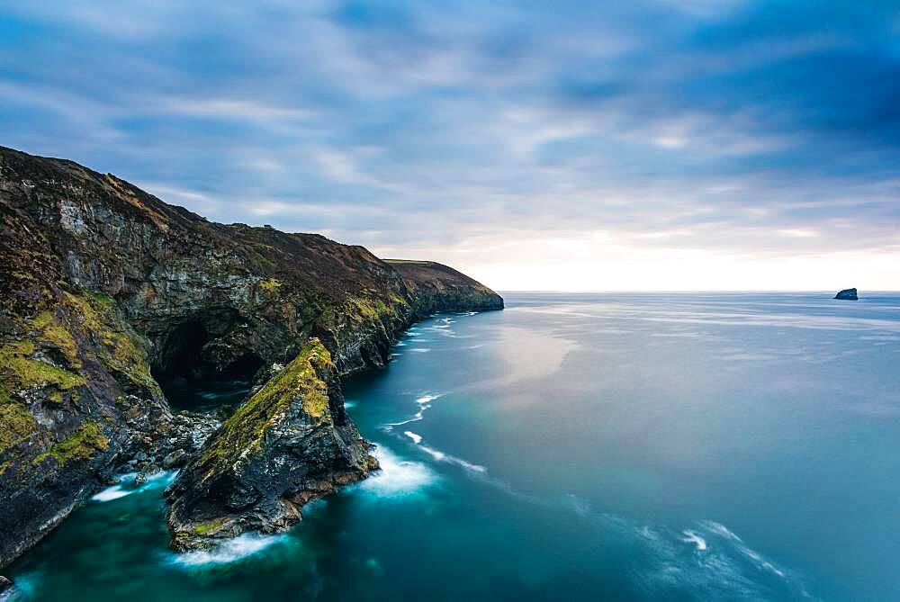 Sunset over Cliffs in St Agnes, Cornwall, England, United Kingdom, Europe