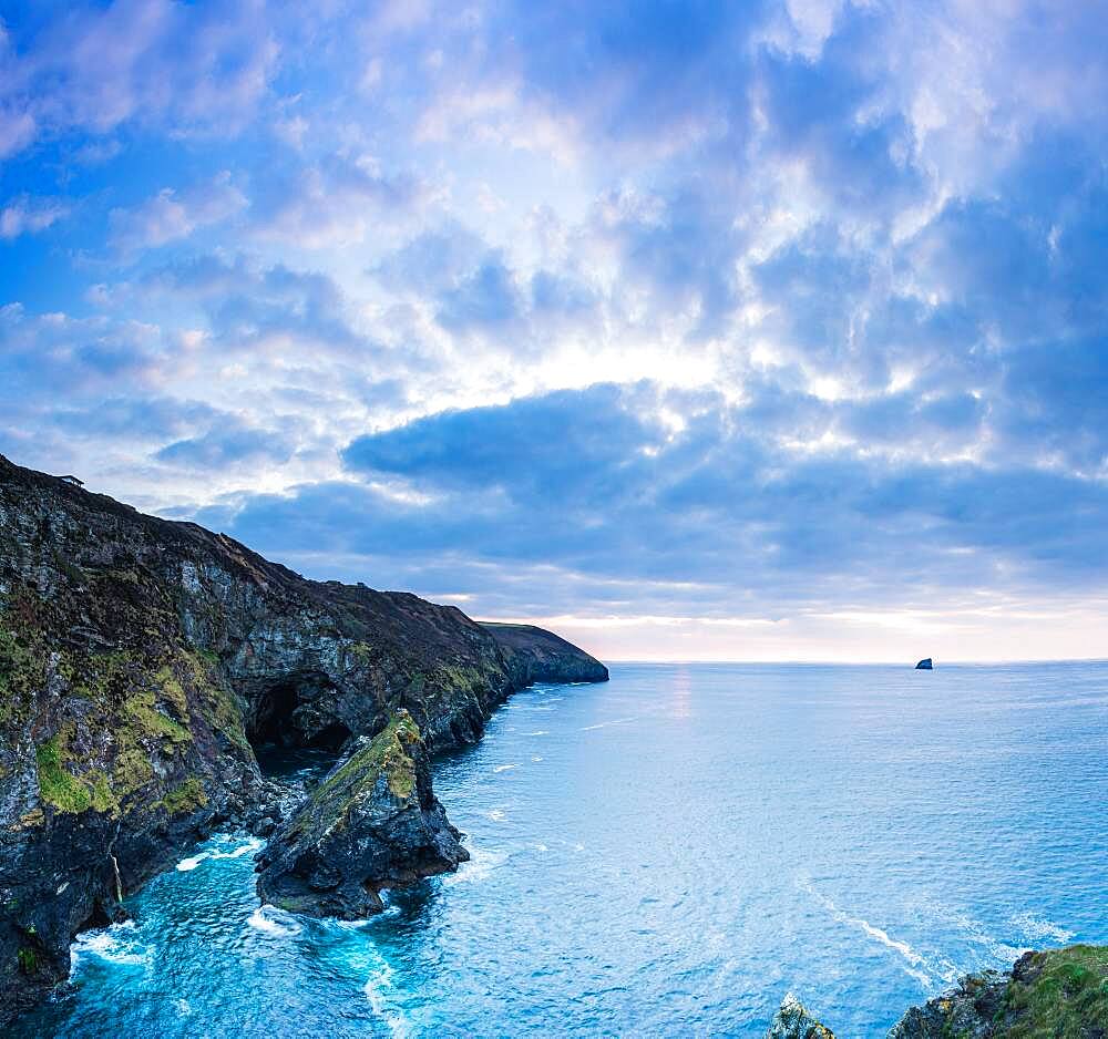 Sunset over Cliffs in St Agnes, Cornwall, England, United Kingdom, Europe