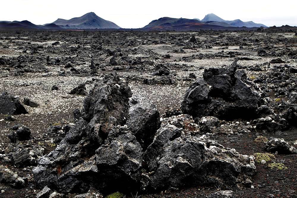 Lava desert Krepputunga, lava rock, lava boulders, volcanic crater, highland road Austurleio, Asturleid, F 910, highlands, central Iceland, Iceland, Europe