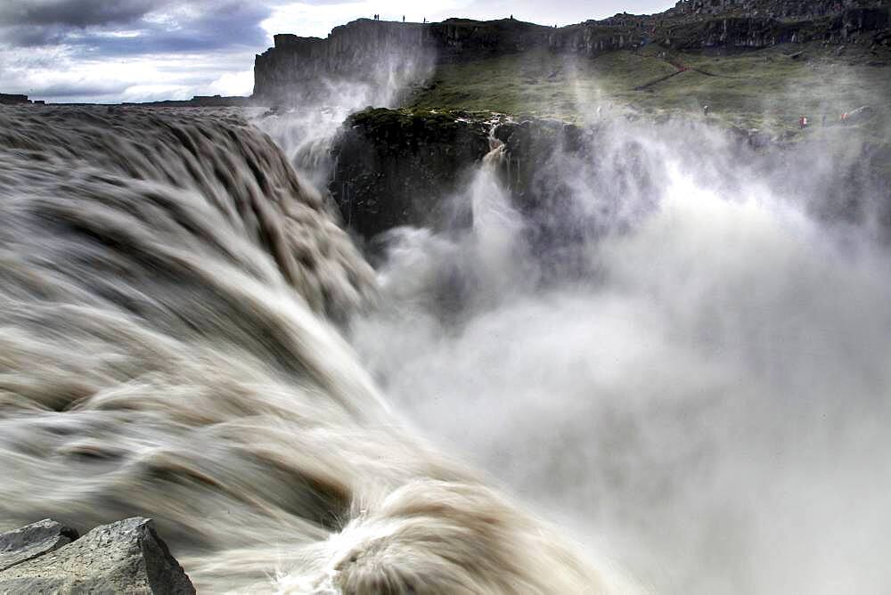 Waterfall, Spray, Break-off edge, Dettifoss, North Iceland, Highland, Iceland, Europe